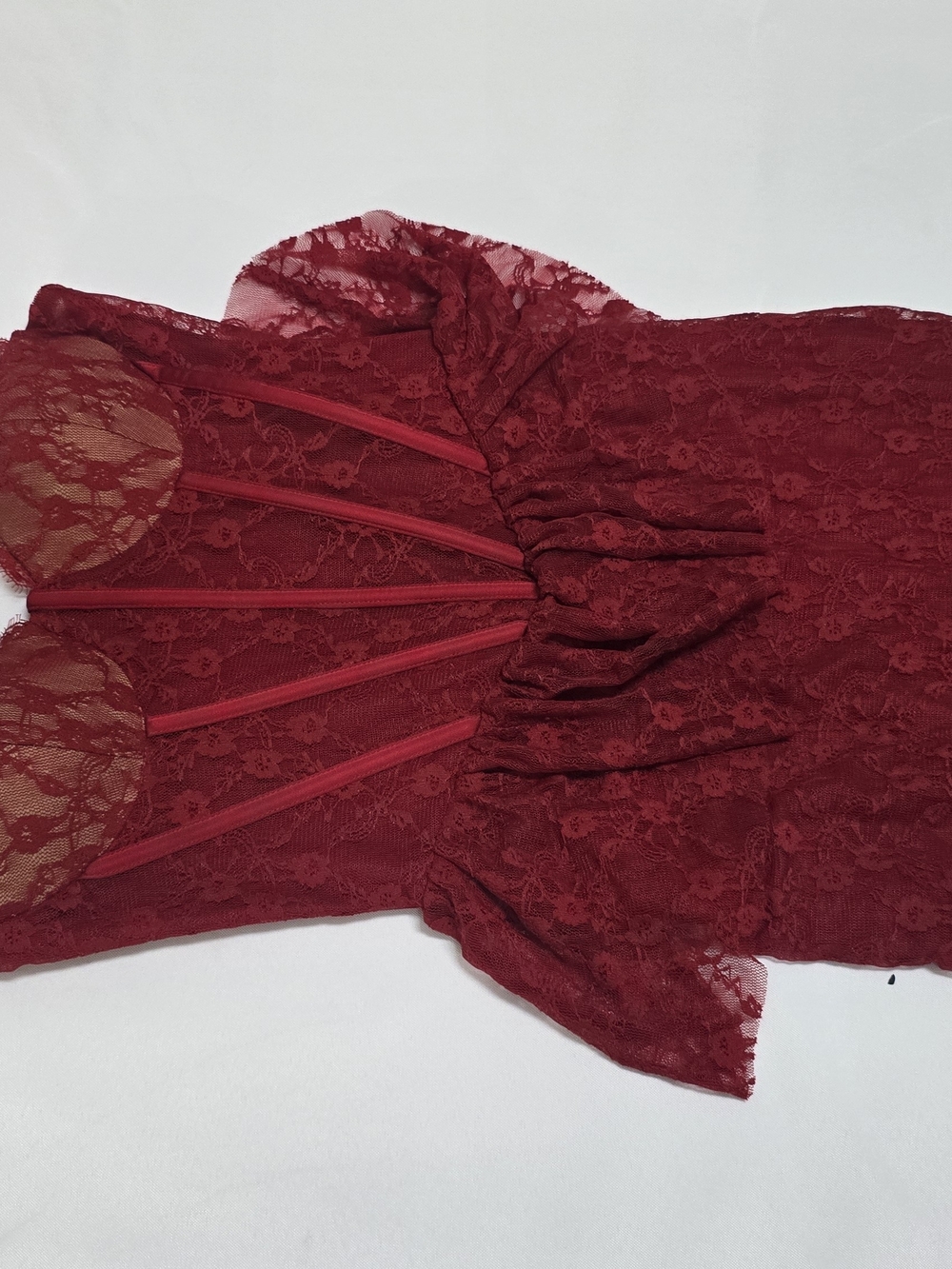 Miss Circle Women 's Quennell Burgundy Lace Corset Maxi Dress